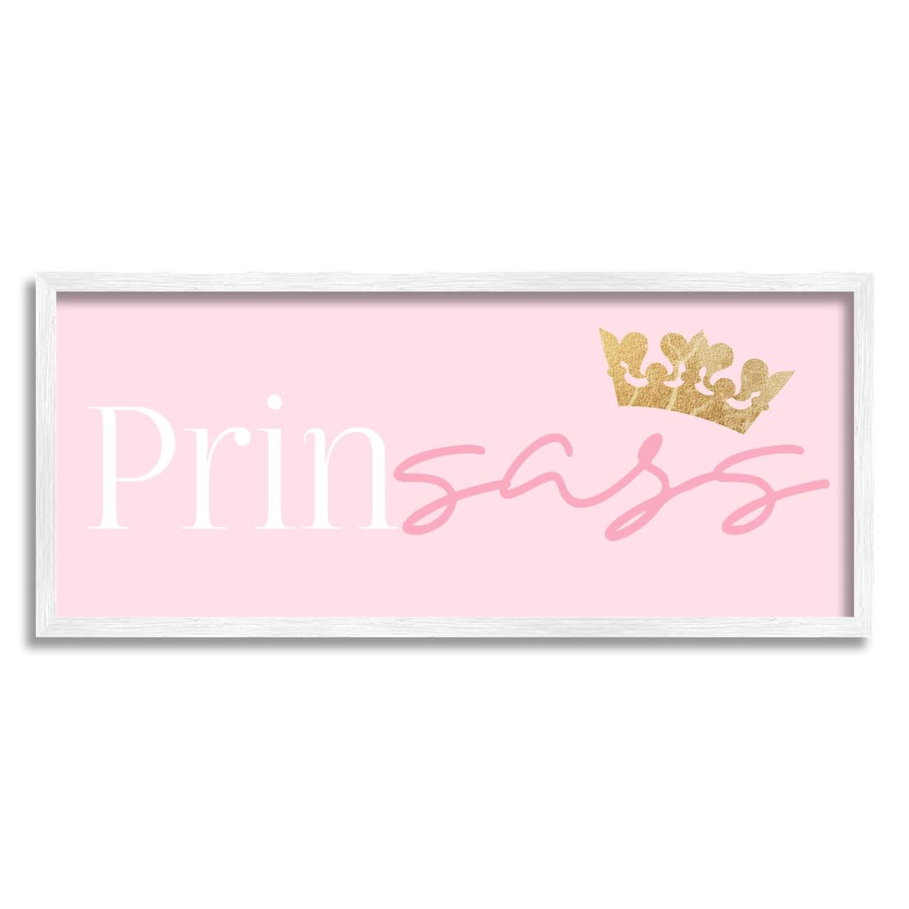 Stupell Industries Princess Sassy Girl Princess Pun Royal Crown Pink Framed Wall Art